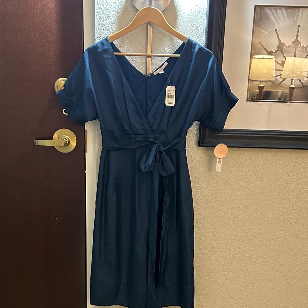 Rebecca Taylor Navy Silk Midi Dress